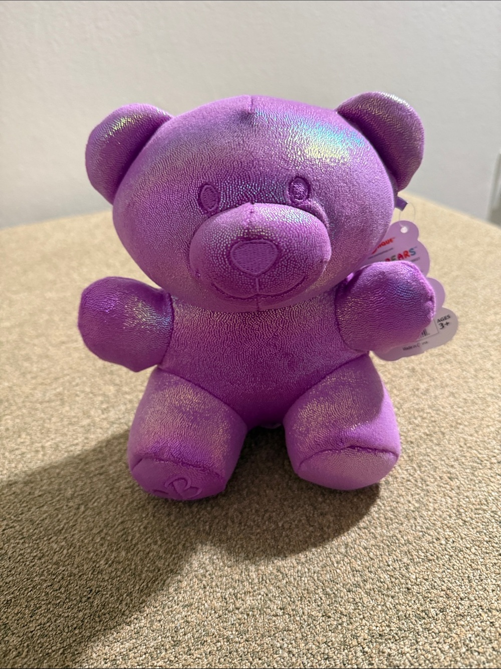 Candy Bears Valentines Day Metallic Plush 8" Stuffed Animal Purple Pink